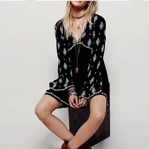 Free People Diamond Embroidered Smock Top